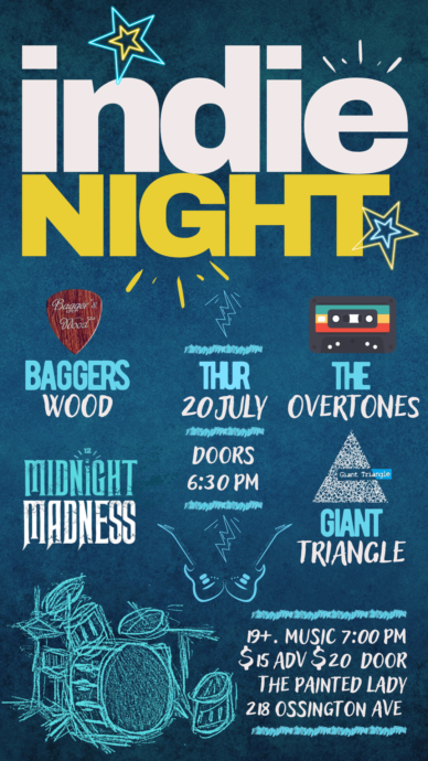 INDIE NIGHT ft. BAGGERS WOOD // THE OVERTONES // MIDNIGHT MADNESS // GIANT TRIANGLE @ THE PAINTED LADY